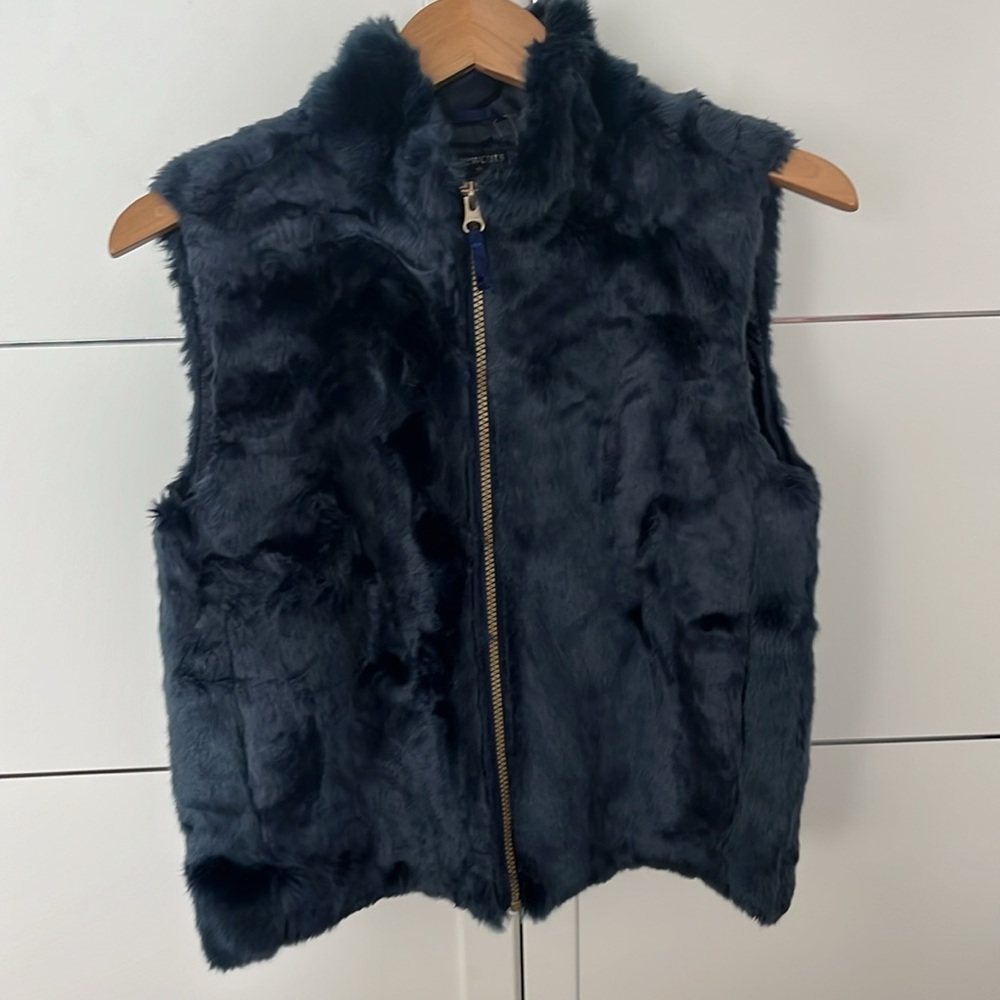 JCrew/Crewcuts faux fur vest, Navy Blue XL NWT